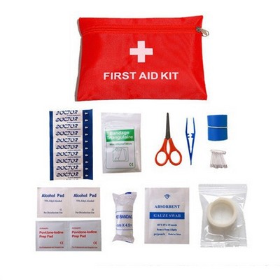 Emergency First Aid Kit Packed In Nylon Zipper Pouch
