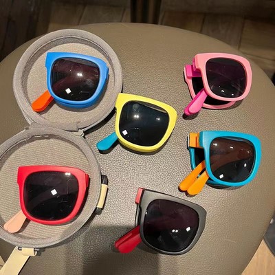 Foldable square frame sunglasses with UV protection